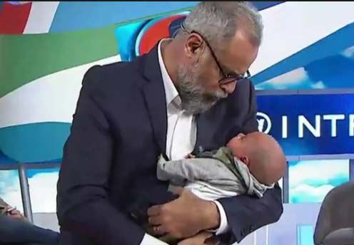 Jorge Rial presentó a Francesco en Intrusos: tierno momento familiar con Morena... ¡y blooper en vivo!