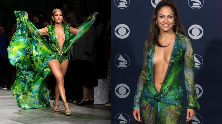 Jennifer Lopez usó un vestido con el que había desfilado 20 años atrás