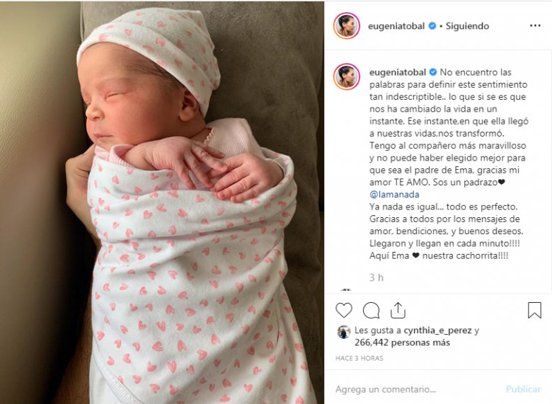 La primera foto de Ema, la hija de Eugenia Tobal