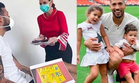 Ezequiel Garay festejó el día del padre lejos de sus hijas y con un reencuentro con su esposa