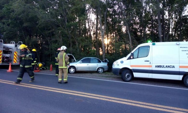 Una mujer y sus hijos chocaron contra un árbol en la ruta 35