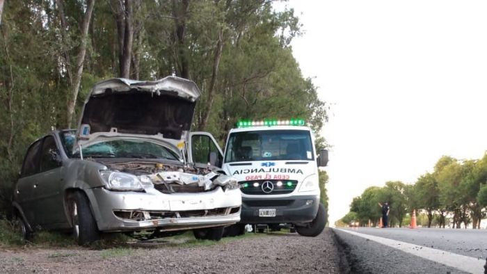 Una mujer y sus hijos chocaron contra un árbol en la ruta 35