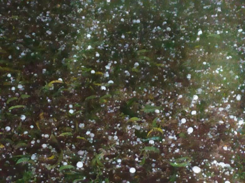 Fuerte tormenta de agua y granizo en Sampacho