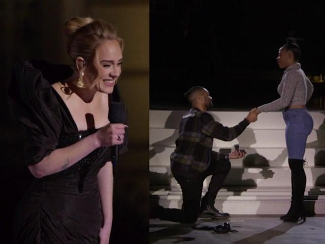 Adele sorprende a sus fans al orquestar una propuesta de matrimonio sorpresa en su concierto