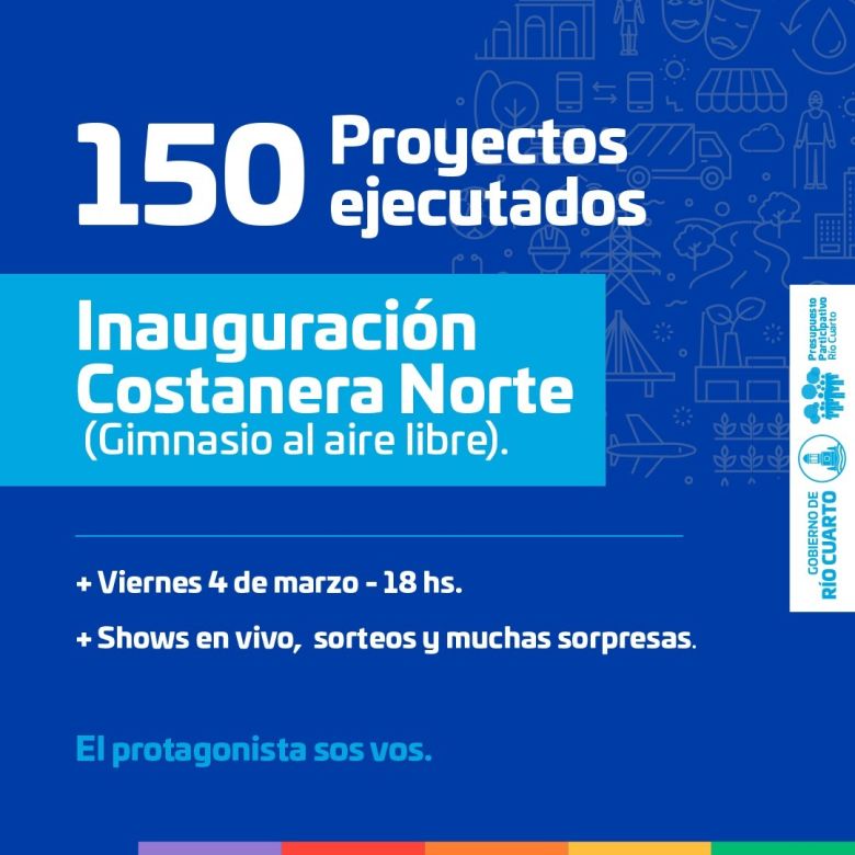 Se inauguró la obra 150 del Presupuesto Participativo Municipal en la costanera norte de Río Cuarto