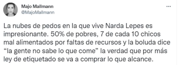 Narda Lepes compartió consejos de alimentación y generó polémica