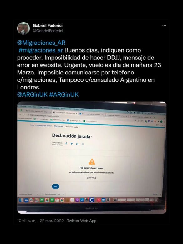 Fallas en el sistema de Migraciones: cientos de viajeros no pueden completar una declaración jurada imprescindible para poder salir del país