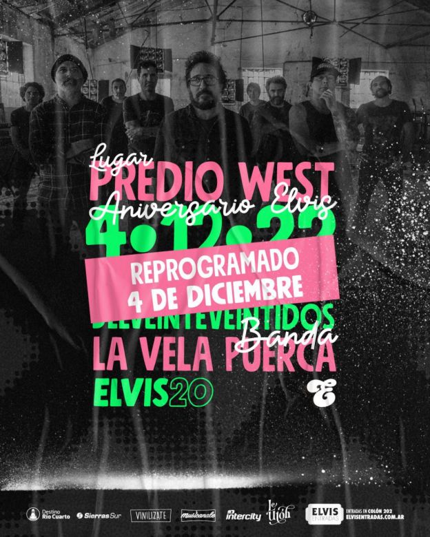 La Vela Puerca reprogramó su show en Predio West para el 4 de diciembre