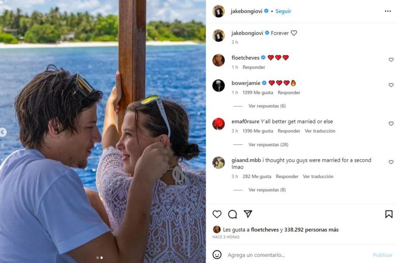 A los 19 años, Millie Bobby Brown se comprometió con Jake Bongiovi, el hijo de Bon Jovi: “Para siempre”