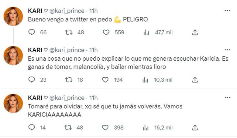 Karina La Princesita se emborrachó y publicó mensajes que alertaron a sus fanáticos