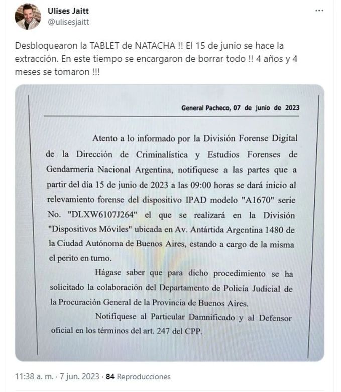 A cuatro años de la muerte de Natacha Jaitt, la Justicia empezó a extraer los datos de su tablet