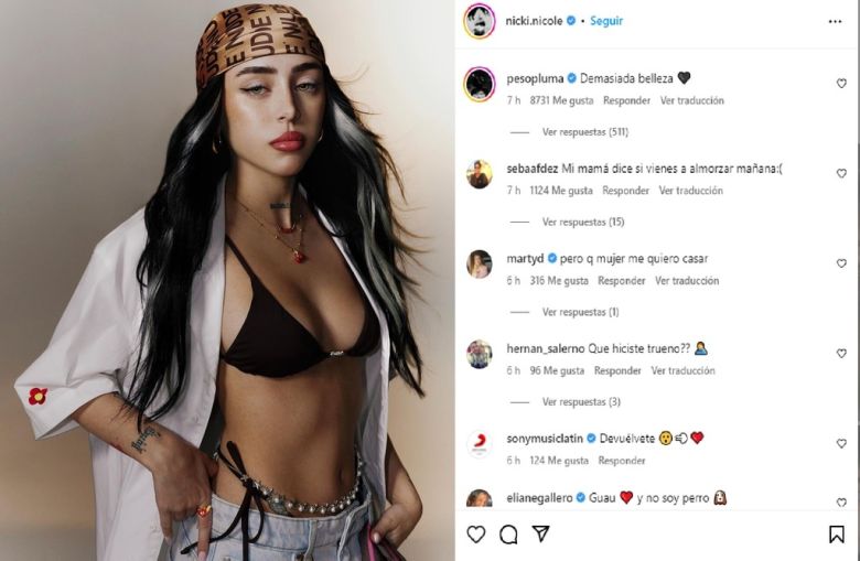 ¿Qué le parece esa morra?: Nicki Nicole posó en microbikini y puso romántico a Peso Pluma 