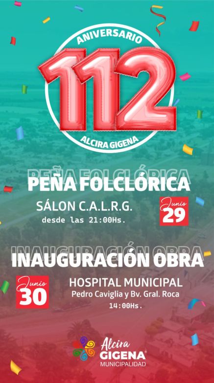 Alcira Gigena prepara los festejos de su 112º aniversario