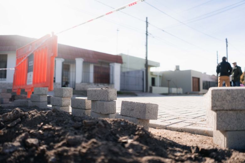 Llamosas supervisó los trabajos de adoquinado en San Juan al 1400 