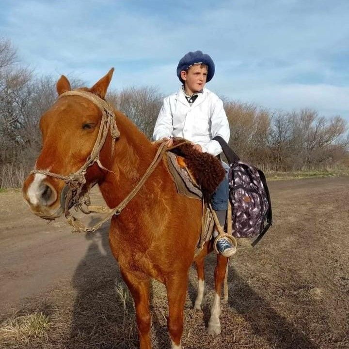 Un niño recorre 16 kilómetros a caballo para ir a la escuela en Sierra de la Ventana