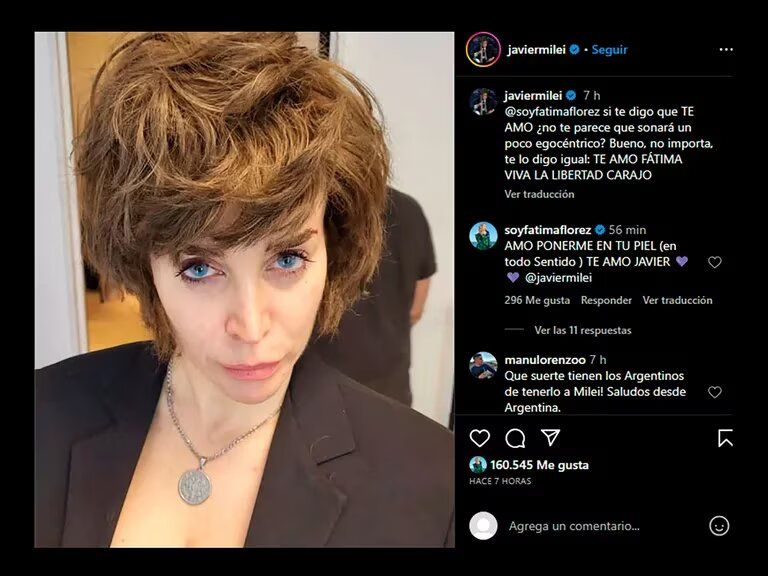 Fátima Florez imitó a Javier Milei: “Amo ponerme en tu piel en todo sentido”