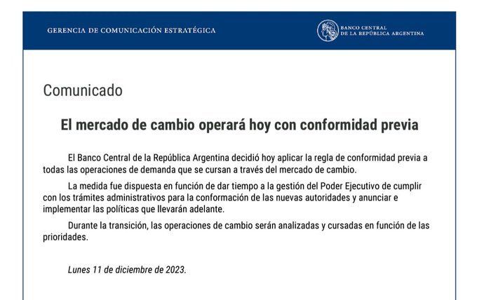 El Banco Central restringirá al mínimo las operaciones de dólar mayorista este lunes