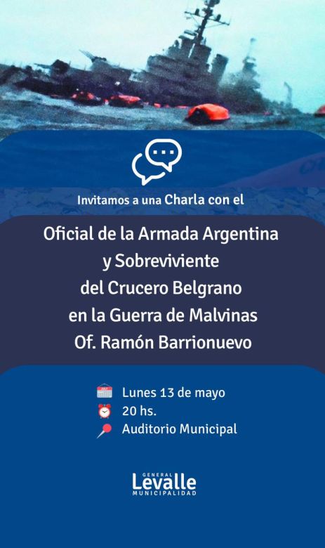 Ramón Barrionuevo: el sobreviviente del crucero General Belgrano relatará sus vivencias en Levalle