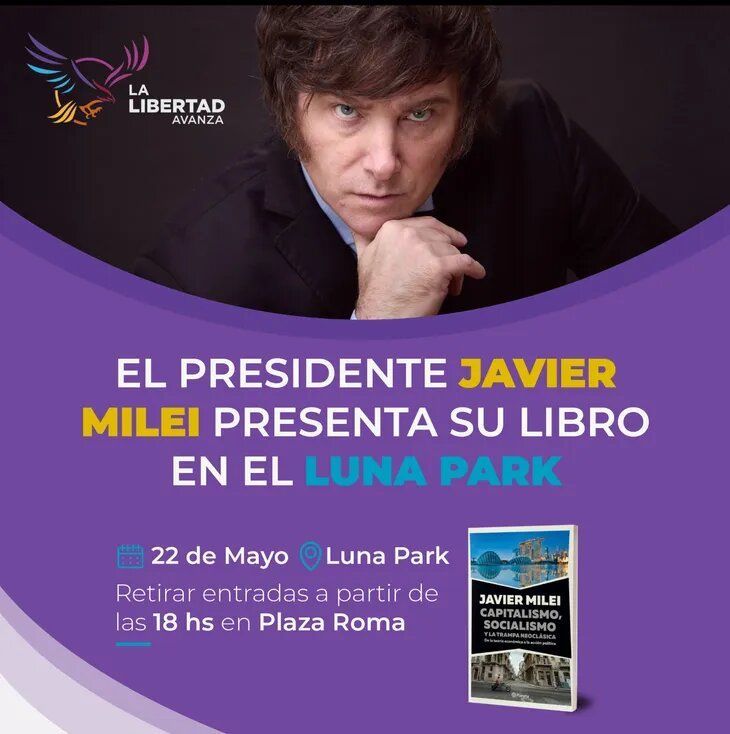 Javier Milei presentará su libro y confirmó que el evento será gratis