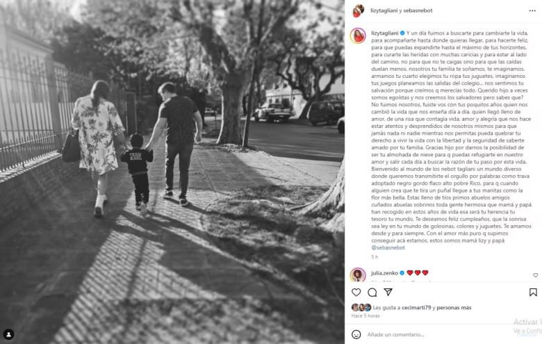 Lizy Tagliani y Sebastián Nebot mostraron a su hijo Tati por primera vez: la foto familiar