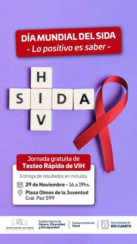 HIV: mañana se realizaran testeos gratuitos en la Plaza de la Juventud