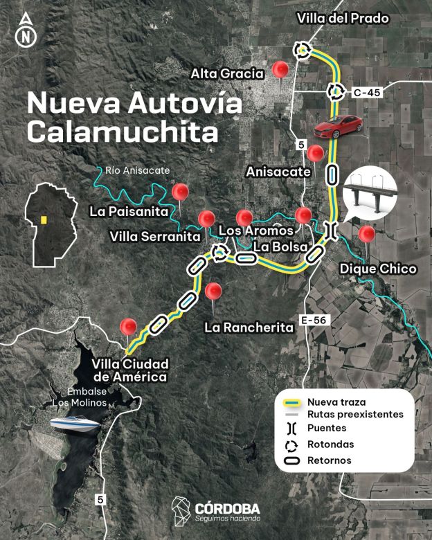 Llaryora inauguró las autovías Calamuchita y Punilla