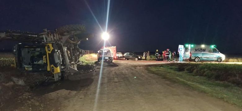 Una fumigadora volcó en Oncativo