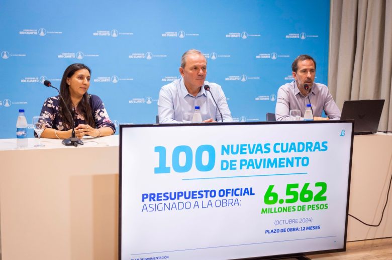 De Rivas presentó un plan para pavimentar 100 cuadras en la ciudad: "La obra pública en Río Cuarto no para"