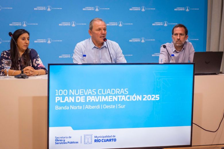 De Rivas presentó un plan para pavimentar 100 cuadras en la ciudad: "La obra pública en Río Cuarto no para"