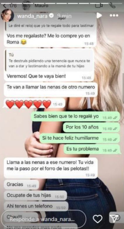 Wanda Nara expuso a Mauro Icardi insultando a China Suárez: el chat privado