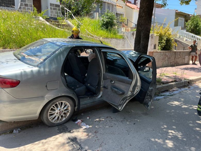 Barrio Lomitas de Oro: Un auto chocó contra un árbol